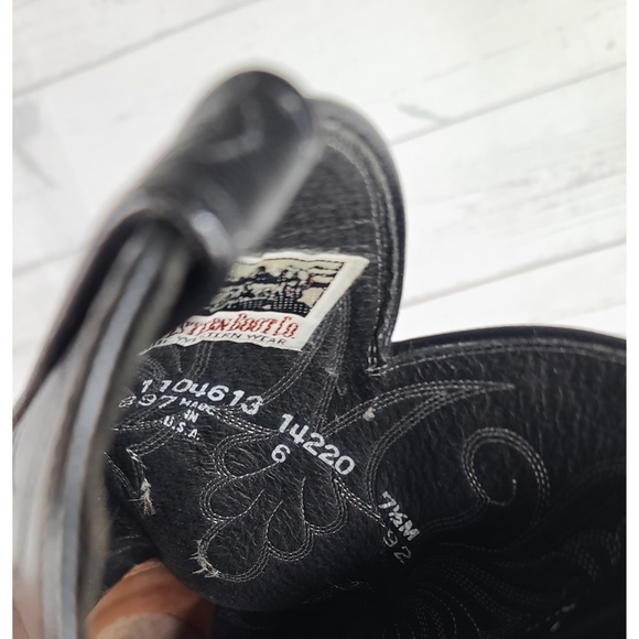 Dan Post 7.5 Medium Cowboy Boots Black Lizard Leather Great Western Boot Co - Picture 7 of 8